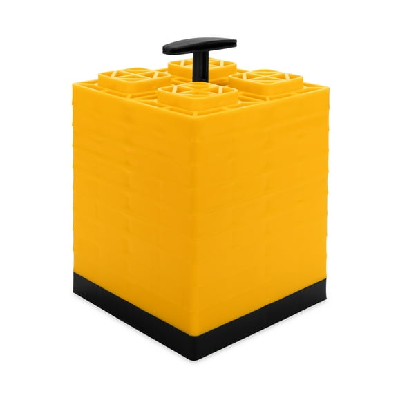 Camco FasTen RV Leveling Blocks - 8.5-Inches by 8.5-Inches - Yellow, Set of 10 (44512)
