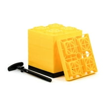 Camco FasTen RV Leveling Blocks - Interlocking Design - 8.5in x 8.5in x 1in, 10 Pack, Yellow (44514)