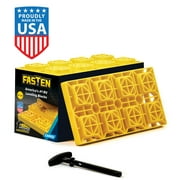 Camco FasTen RV Leveling Blocks - 8.5-Inches by 8.5-Inches - Yellow, Set of 10 (44512)