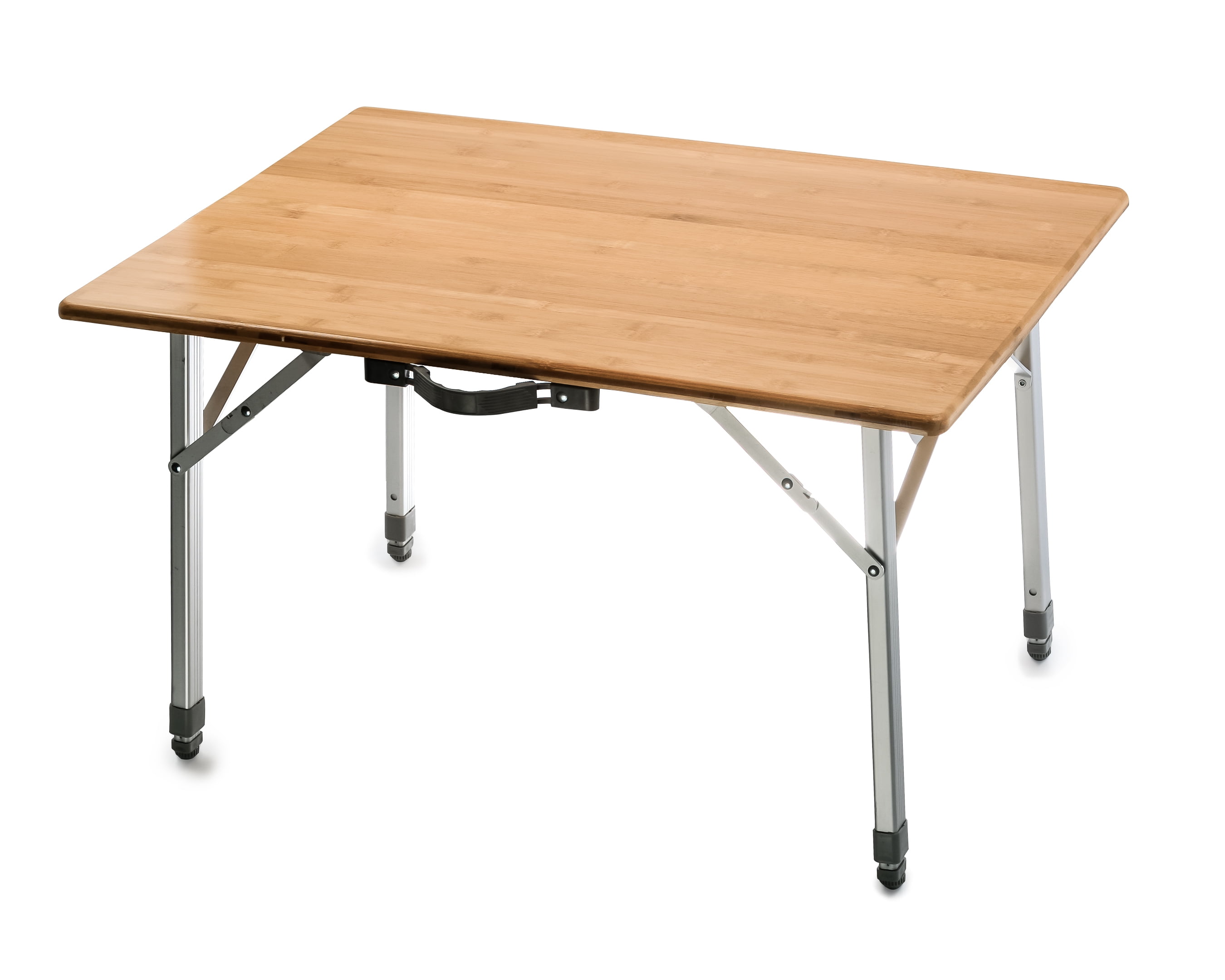 Adjustable Height Bamboo Folding Table with Aluminum Legs
