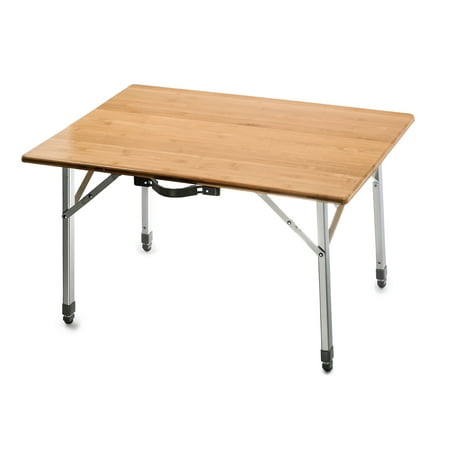 Camco Folding Table - Natural Bamboo Top - Folding Aluminum Legs - Multicolor (51893)