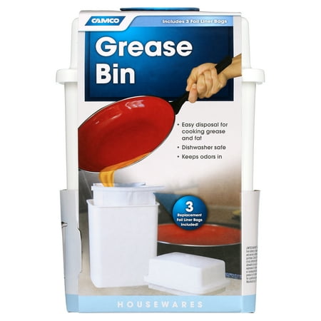 Camco Grease Storage Container | Prevent Drain Clogs | White Plastic (42281)