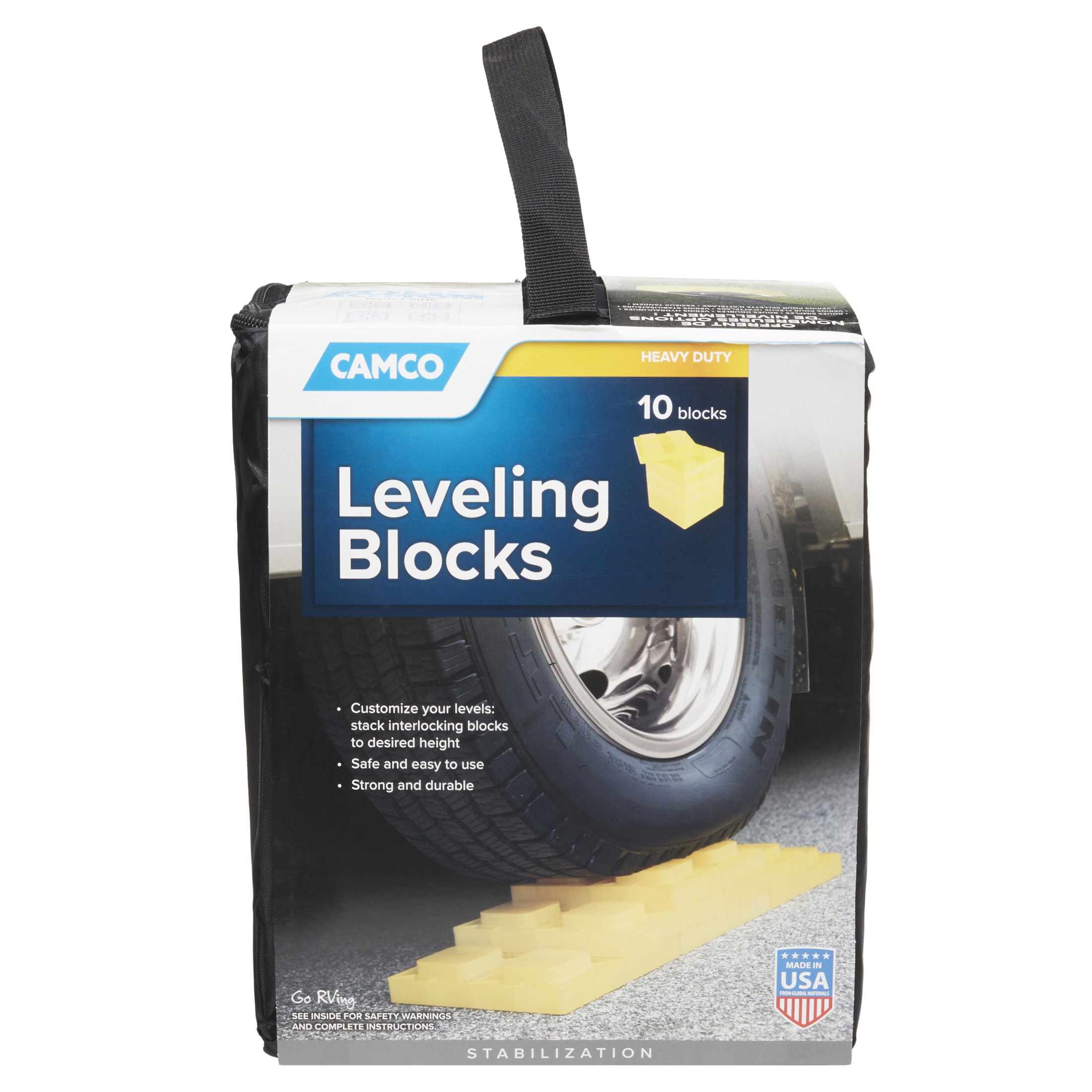 Camco Heavy Duty Leveling Blocks | 10 Pack | Yellow Resin Plastic (44505) - image 1 of 5