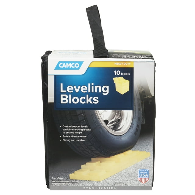 Camco Heavy Duty Leveling Blocks | 10 Pack | Yellow Resin Plastic (44505)