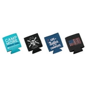 Camco Life is Better at The Campsite Can Sleeves | Ideal for RVing, Camping, Boating, and More | RV Camping-Themed | Multicolor, Neoprene | 4-Pack (53418)