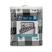 Camco Life Is Better at the Campsite RV Bed Sheet Set | RV King-Sized, Polyester, Black & White (53474)