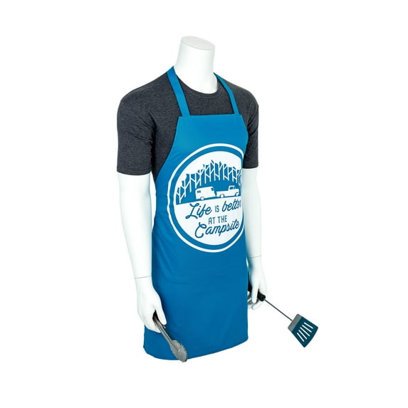 Camco Life is Better at The Campsite Adjustable Cooking Apron- Teal with White Logo, Great for Baking Cooking and Grilling! (53258)