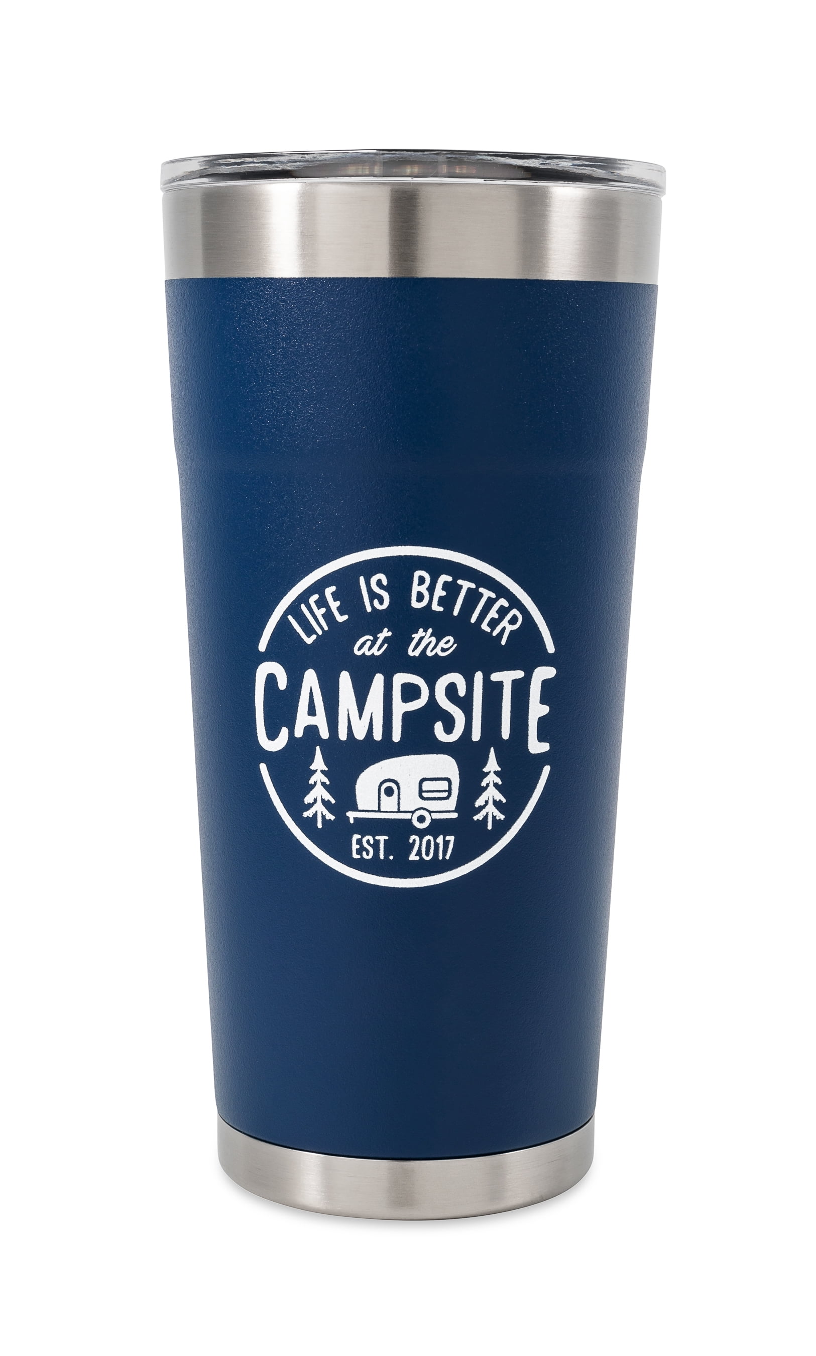Camco Life is Better at The Campsite Camper/RV Painted Tumbler | Kitchen Grade Stainless Steel, Navy, 20 oz (53323)