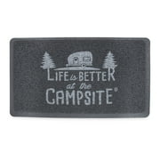 Camco "Life is Better at The Campsite" Camper Scrub Rug/Door Mat, Looped PVC, Gray and White (53197)
