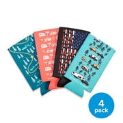 Camco Life Is Better at the Campsite RV-Themed Skinny Cozie Can Coolers, Neoprene, Multicolor, 4-Pack (53309)