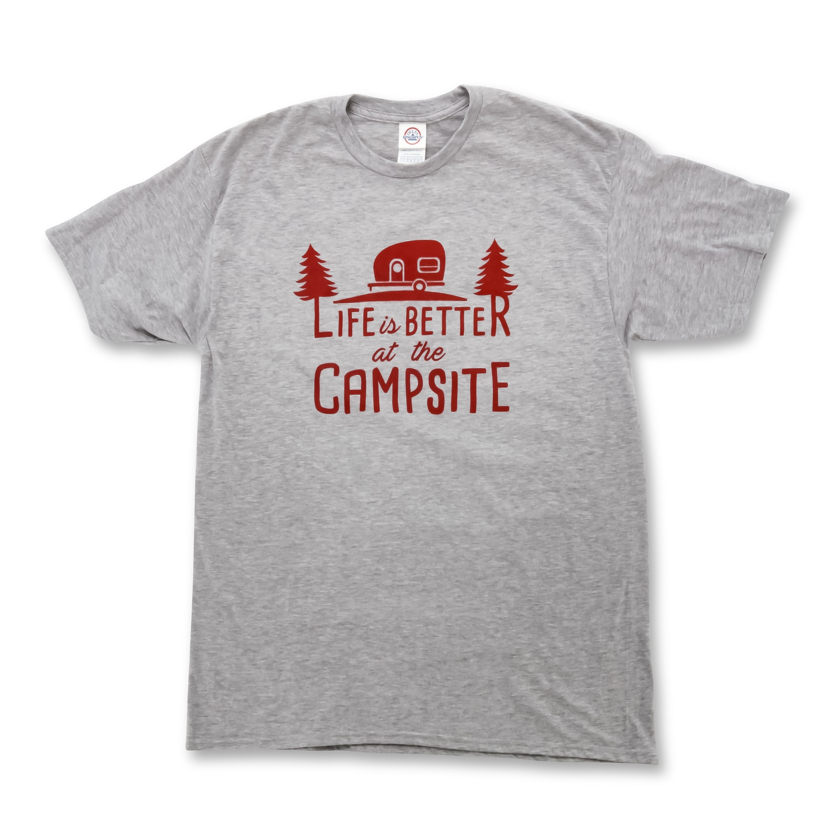 Camco Life is Better at The Campsite Heather Gray T-Shirt Soft Cotton Blend, Comfortable Material, Great for a Gym Shirt - XXL (53211)