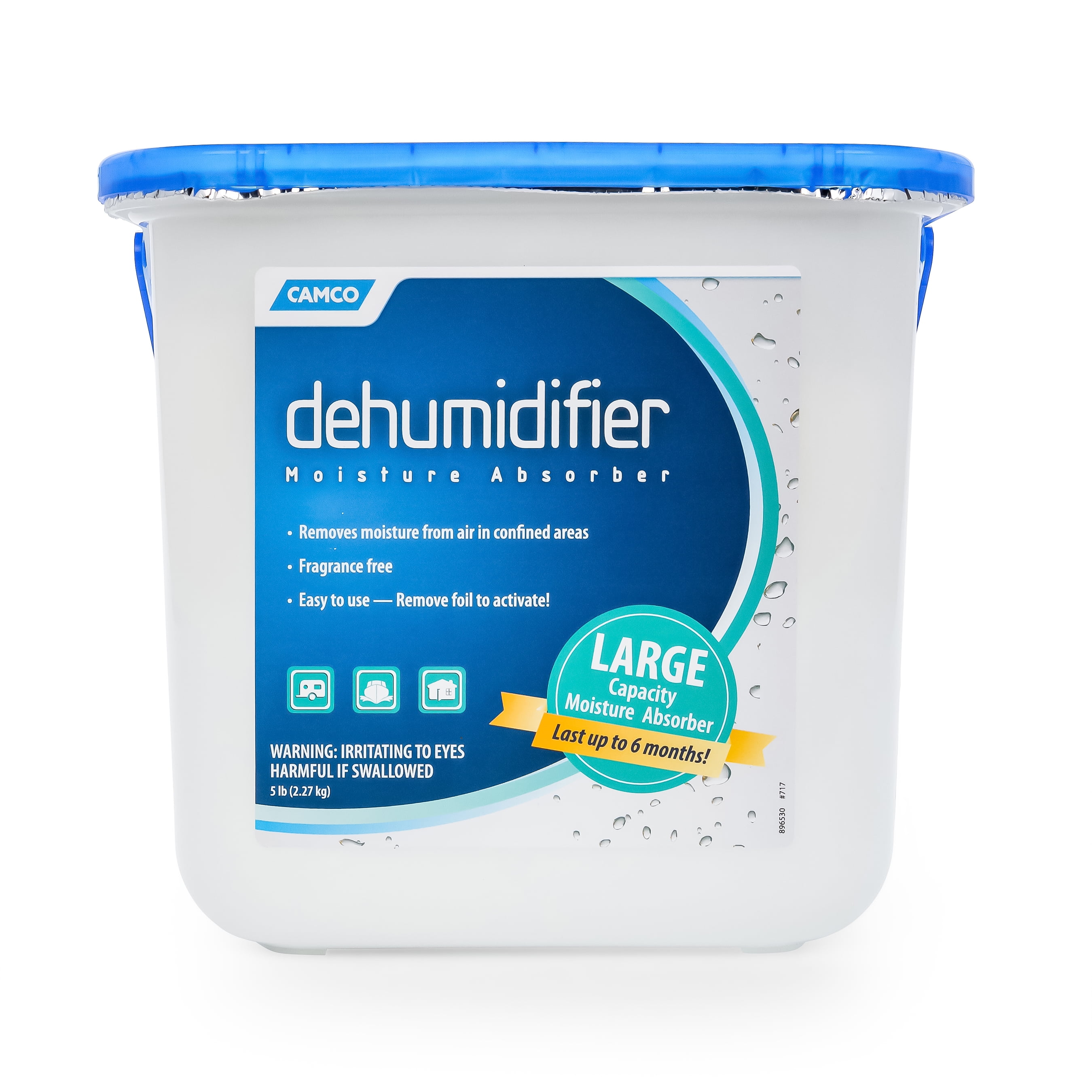 Camco Moisture Absorber Bucket | Features a Fast-Acting Moisture-Absorbing Agent \u0026 No-Fragrance Beads | Ideal for RVs, Campers, Small Rooms, and More (44282)