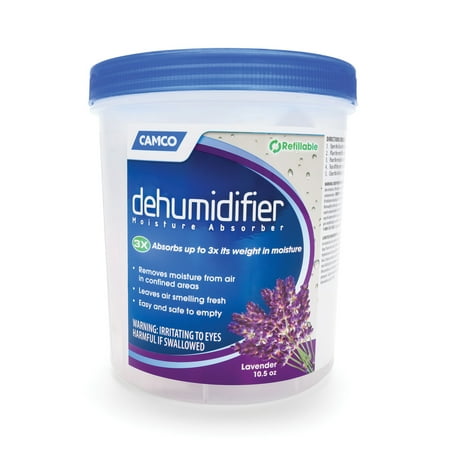 Camco Moisture Absorber Refillable Container, Absorbs up to 3x Its Weight in Water, Reduces Moisture and Humidity,10.5 Oz