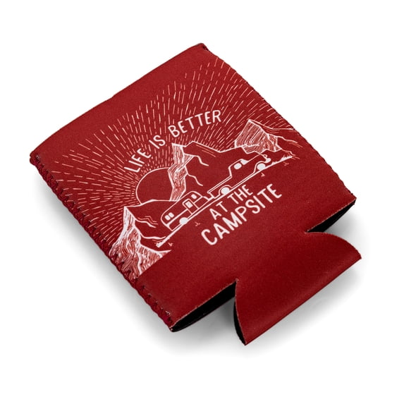 Camco Neoprene Easy Grip RV-Themed Burgundy Can Drink Sleeve