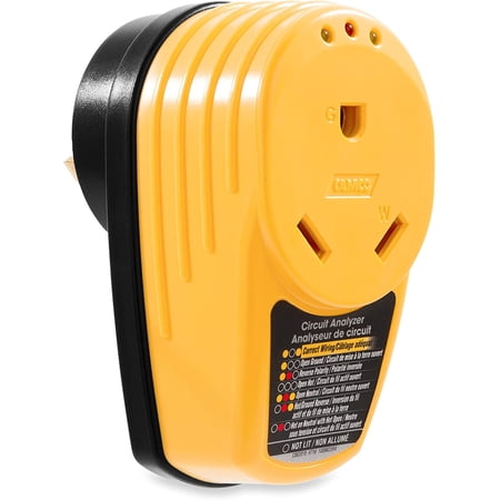 Camco Power Grip 30-Amp Camper/RV Circuit Analyzer | Features Integrated Surge Protection Up to 1,050 Joules & Diagnostic LED Lights (55315)
