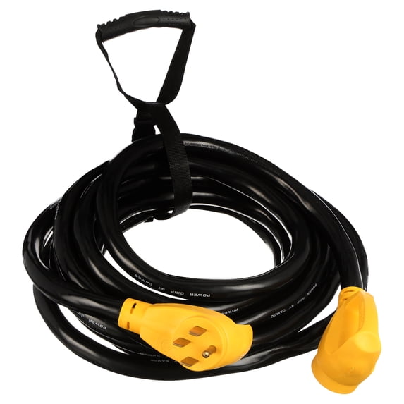 Camco Power Grip 30-Foot Heavy-Duty 50-Amp RV Extension Cord - PVC, Yellow (55195)
