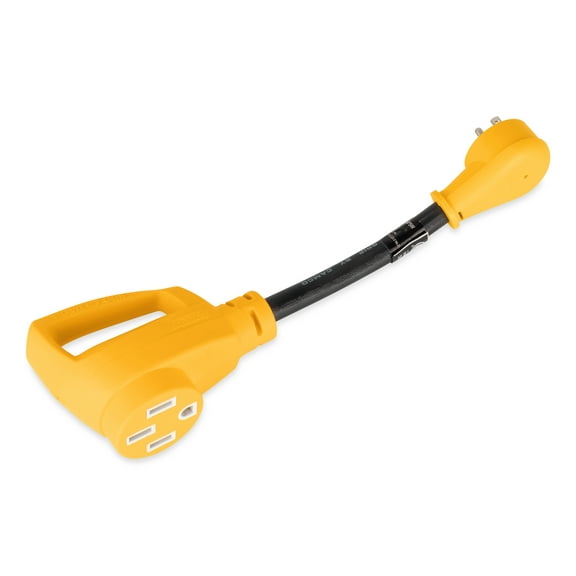 Camco PowerGrip Camper/RV 15AM/50AF Dogbone Adapter | 1255Volts/1875 Watts, 12-Inch (55170)