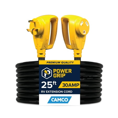 Camco Power Grip Camper/RV 25-Foot Extension Cord, 30-Amp, 10-Gauge (55191)