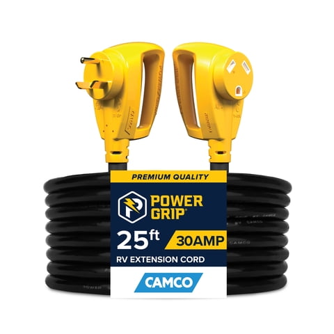 Camco Power Grip Camper/RV 25-Foot Extension Cord, 30-Amp, 10-Gauge (55191)