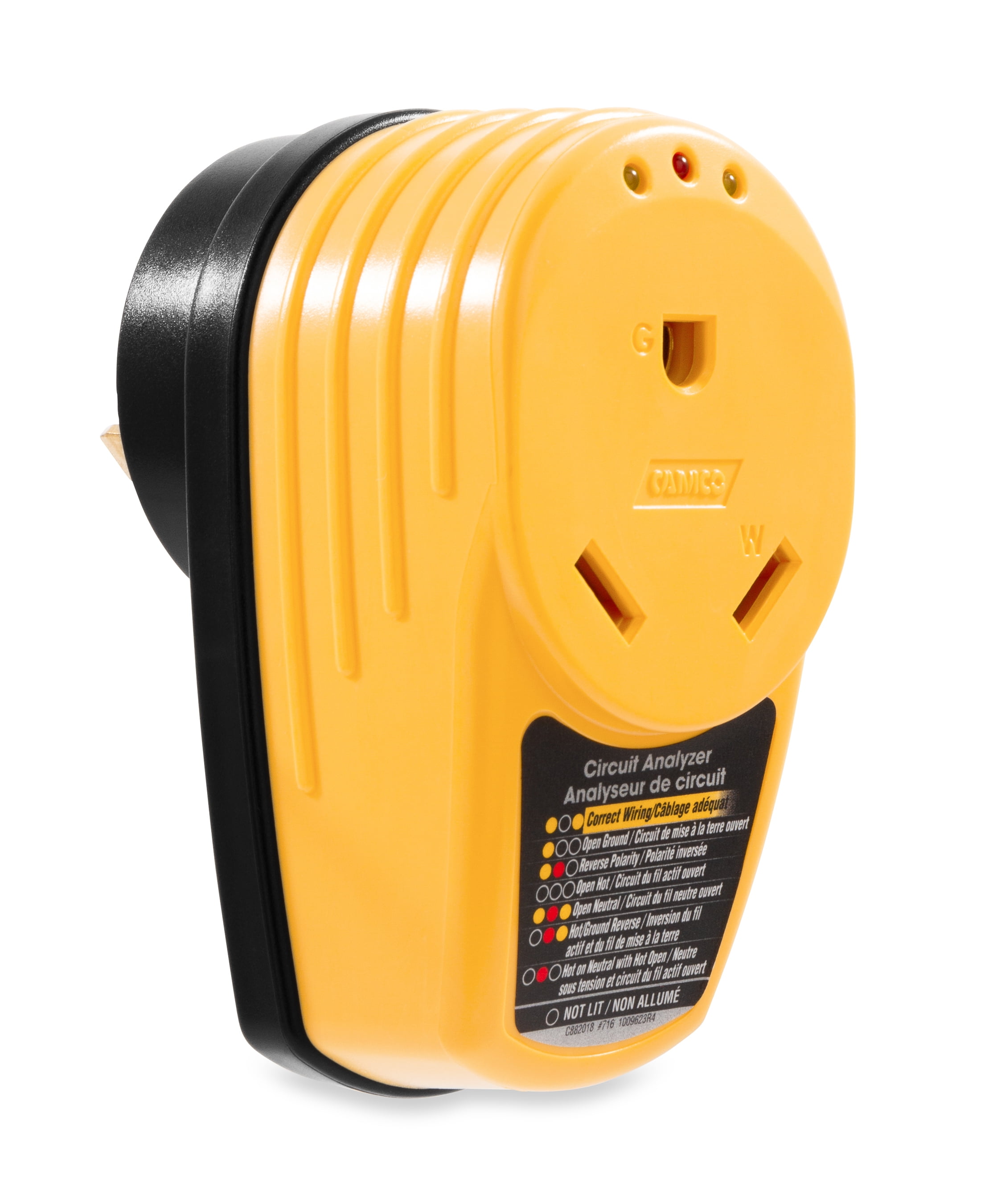 Camco 55310 Power Grip Circuit Analyzer, 30 Amp, Yellow