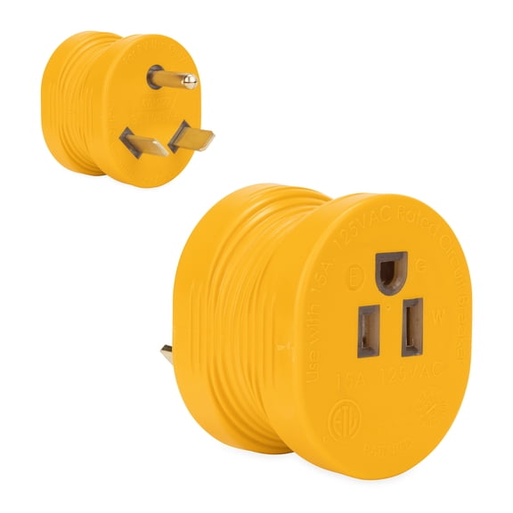 Camco Power Grip RV Electrical Adapter, 30-Amp Male to 15-Amp Female, 14/3-Gauge Wires, Rated for 125V/1875W (55233)