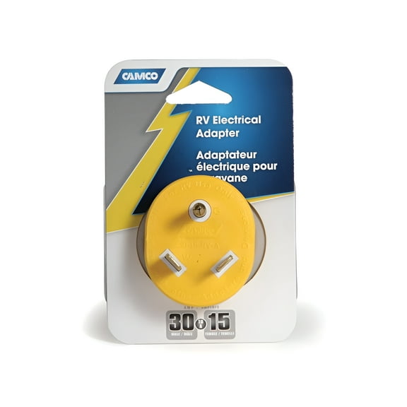 Camco PowerGrip Camper/RV Adapter | Rated for 125 Volts / 1875 Watts (55233)