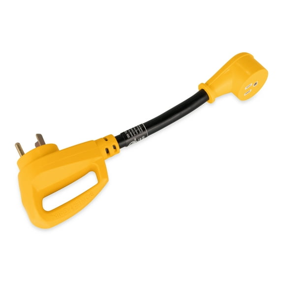 Camco PowerGrip Camper/RV Dogbone Electrical Adapter | Rated for 125 Volts/1875 Watts | Copper 10/3-Gauge Wires, Black and Yellow (55155)