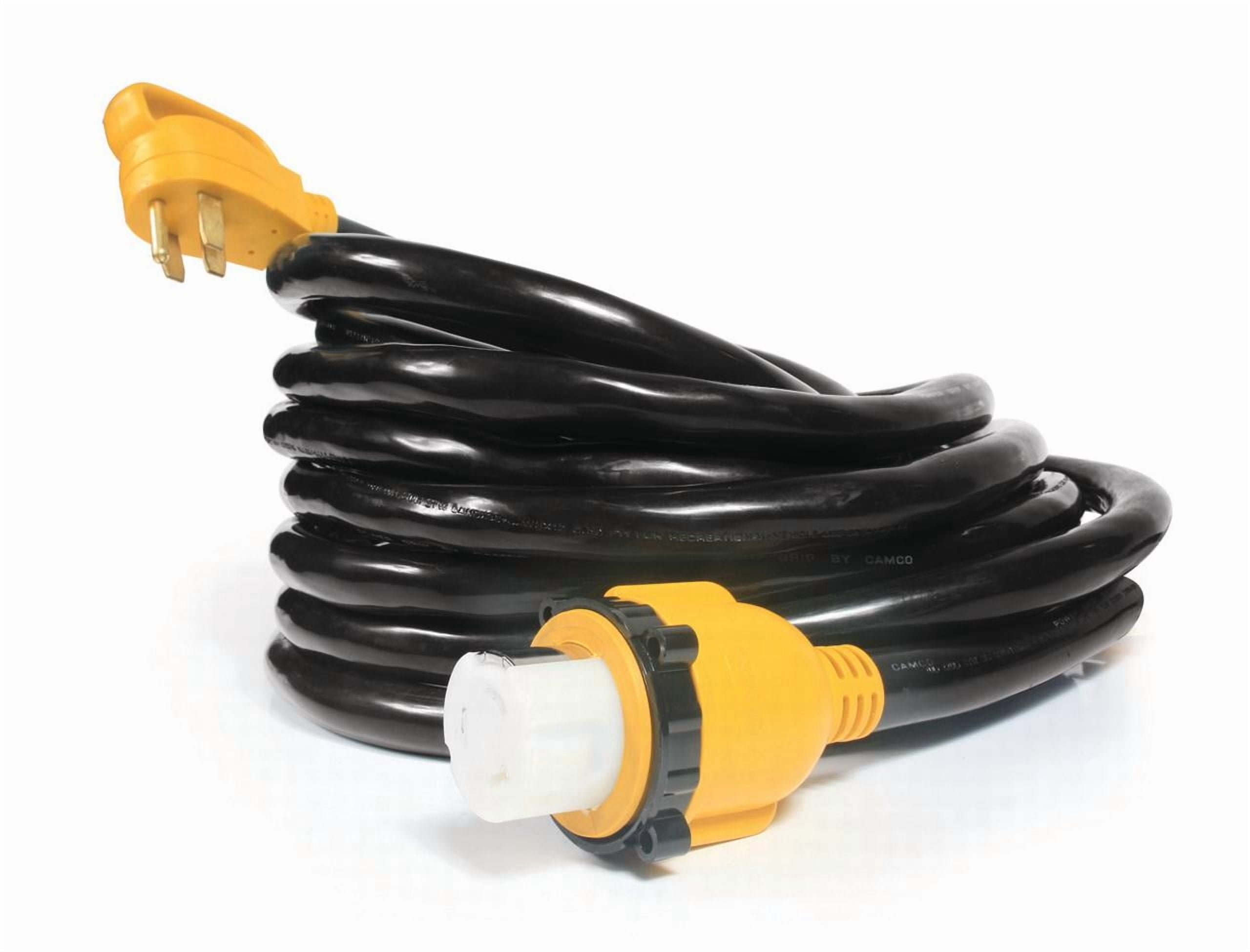Camco PowerGrip Camper/RV Power Cord | 50-Amp Standard Male/50-Amp Locking Female, 25-Foot (55542)