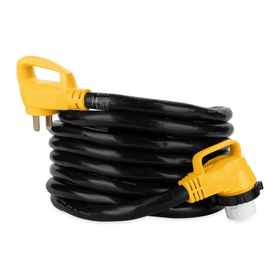 Camco PowerGrip Camper/RV Power Cord | 50 Amp Standard Male & 50 Amp Locking Female, 25 Foot (55574)
