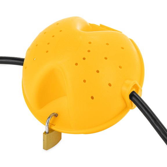Camco PowerGrip Camper/RV Power Lock | Secure Cables and Adapters | Polyethylene, Yellow (55000)