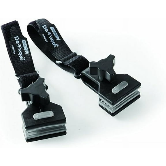 Camco RV Awning De-Flapper | Features a 2-Inch Wide Clamp with Soft Grippers, a Durable Nylon Design, and a 13-Inch Strap Length | 2-Pack (42061),Black
