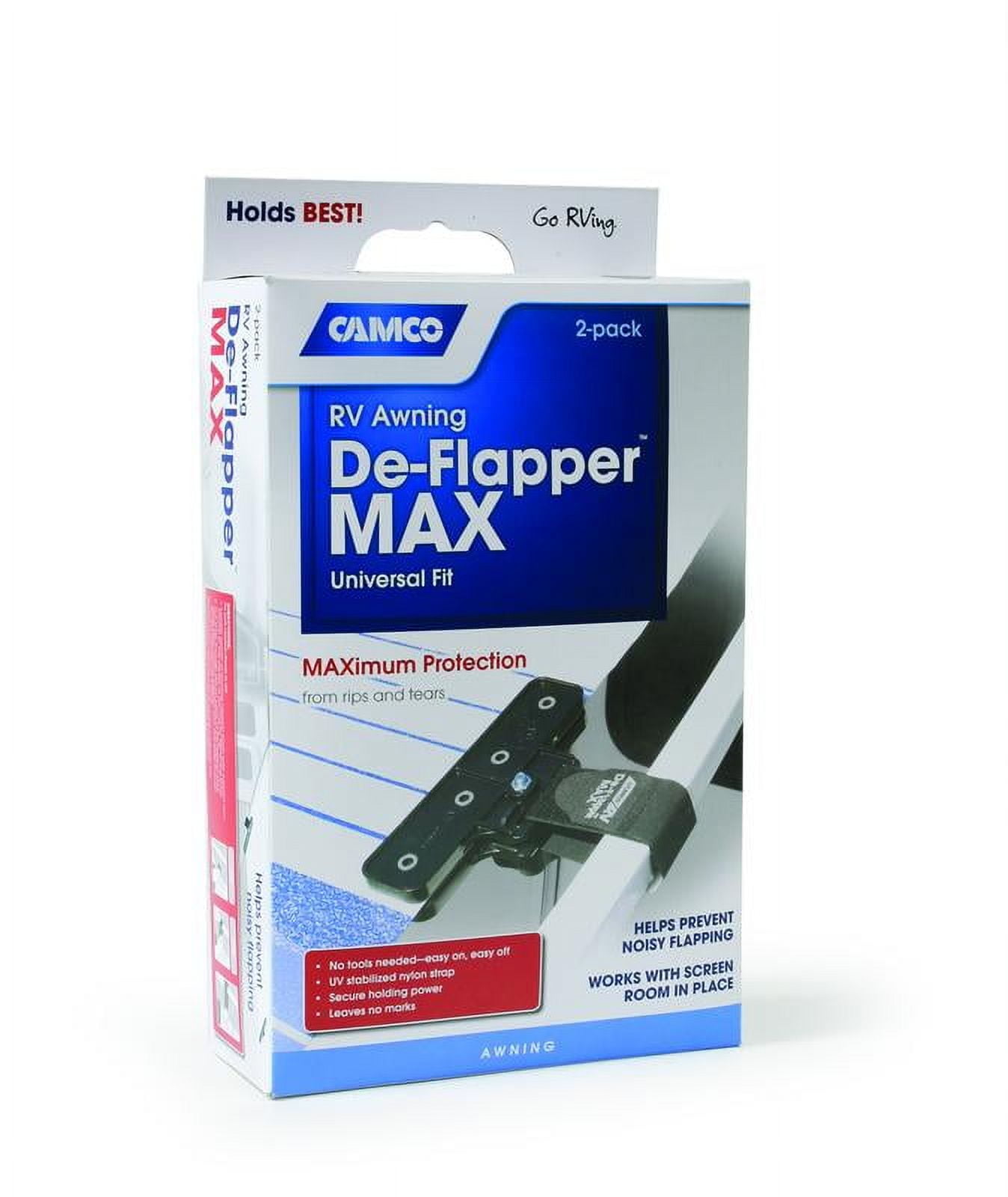 Camco RV Awning De-Flapper Max | Protect RV Awnings from Costly Rips and Tears | 2-Pack, Black (42251)