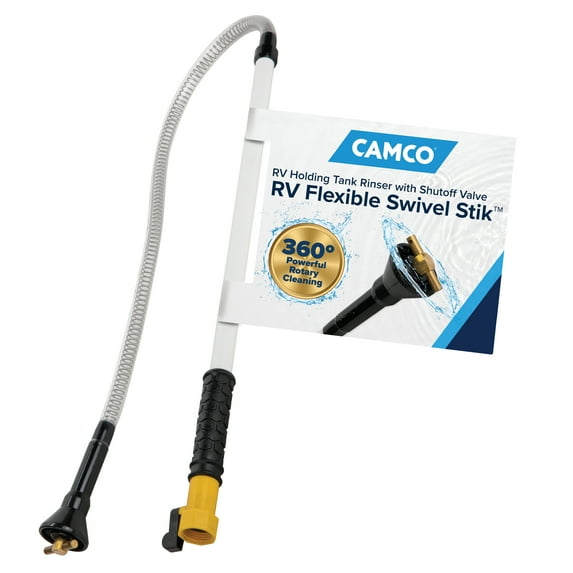 Camco RV Flexible Swivel Stik with Shutoff Valve - Brass Moving Parts, Multicolor (40071)