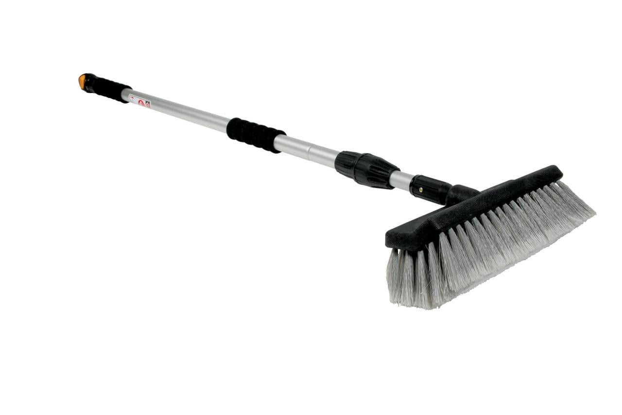 Adjustable Black and Silver Telescopic Wash Brush with Soft Bristles