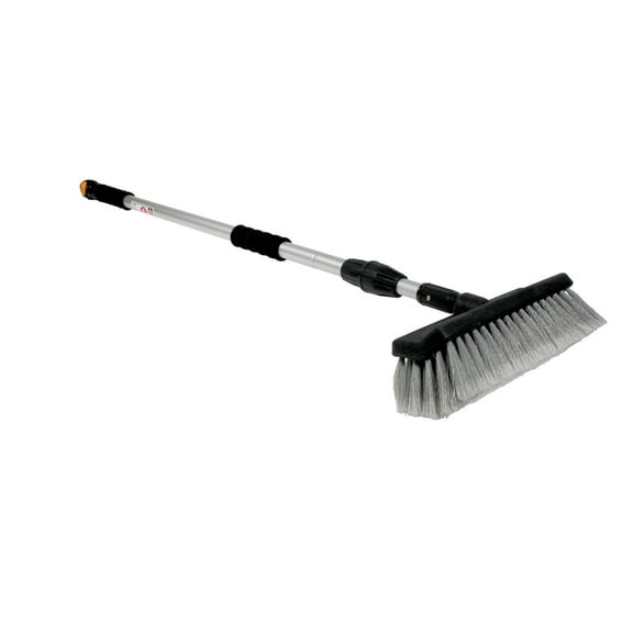 Camco RV Flow-Through Wash Brush with Adjustable Handle, Adjusts from 43-inches to 71-inches Long, Black and Silver (43633)