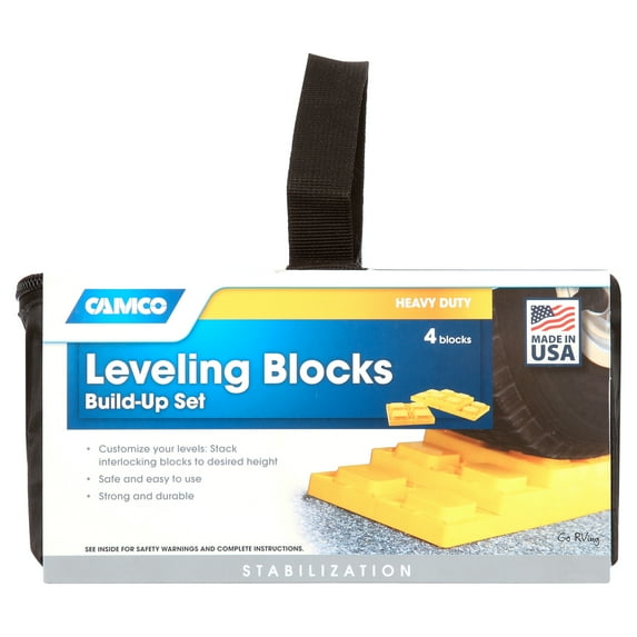 Camco RV Leveling Blocks - Interlocking Design - Yellow, Resin (44501)
