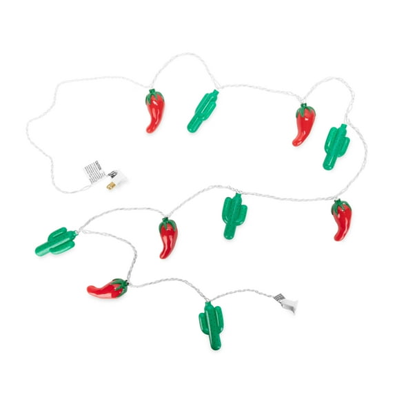 Camco RV Party Lights - Chili and Cactus - 120 Volt - Multicolor, 8-Foot Strand (42659)