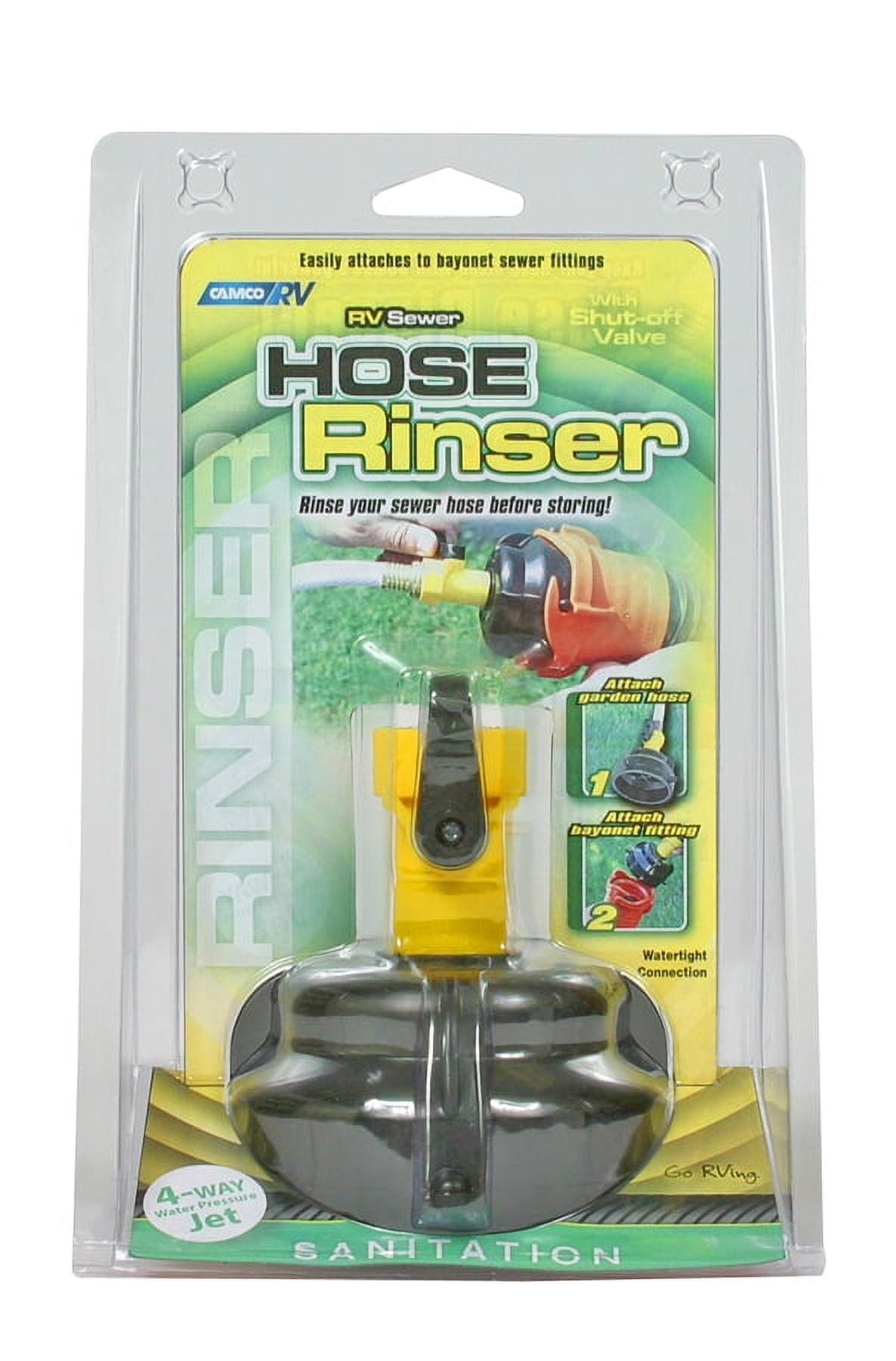 Camco RV Sewer Hose Rinse Cap Features a Convenient ShutOff Valve