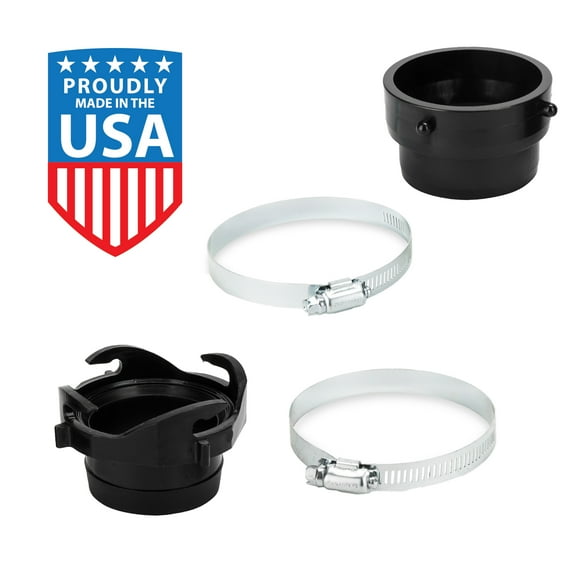 Camco RV Sewer Hose Twist Connect Kit Fits 3-inch Sewer Hoses - Black, Polymer (39543)