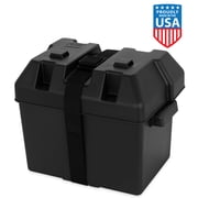 Camco Heavy Duty Group 24 Battery Box with Strap and Mounting Hardware, Black