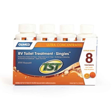 Camco 41191 TST Power Singles Orange Toilet Treatments 4 Oz. X 8-Bottle Pack