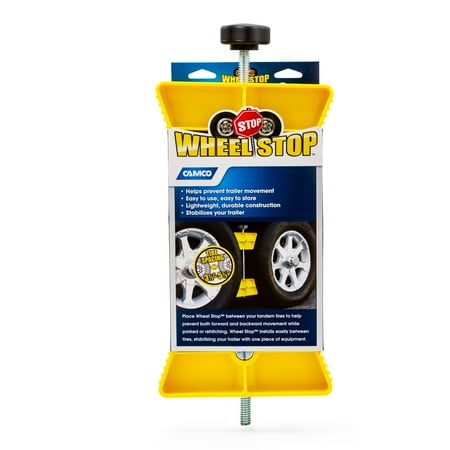 Camco RV Wheel Stop - Fits 26-inch to 30-inch Diameter Tires - Yellow (44621)