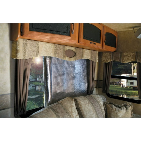 Camco Reflective Camper/RV Window Cover | Features a Single Bubble Foil Laminate Insulation | Collapses for Convenient Storage & Measures 62" (L) x 26" (W) | (45163)