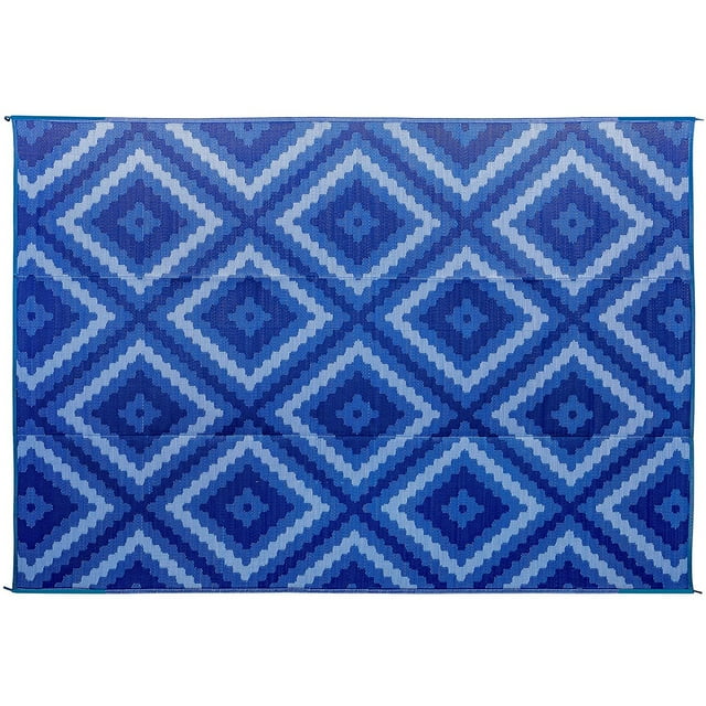 Camco Reversible RV Awning/Outdoor Patio Mat | Features a Blue and ...