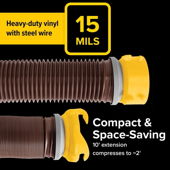 Camco Revolution RV Camper Sewer Hose Kit, 10 ft, Swivel Fittings, Wire Guards