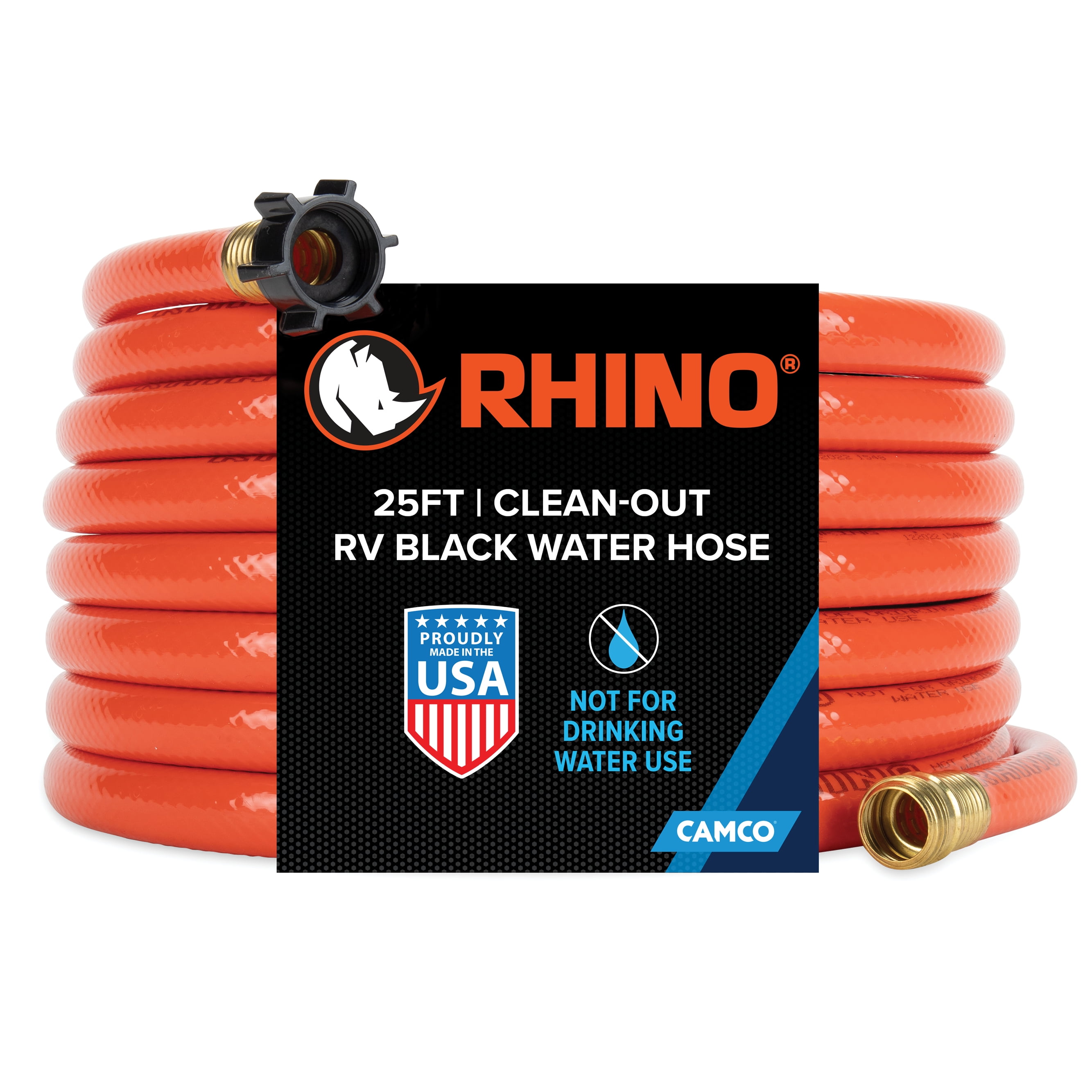 Camco Rhino 25-Foot Clean-Out RV Water Hose, Heavy Duty PVC (22990)