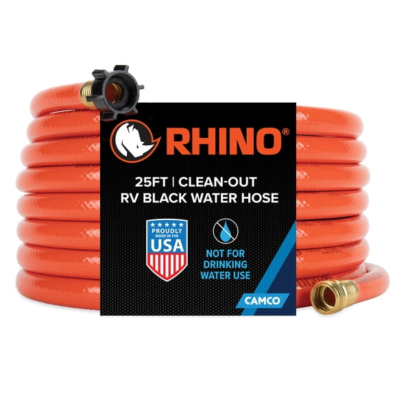 Camco Rhino 25-Foot Clean-Out RV Water Hose, Heavy Duty PVC (22990)