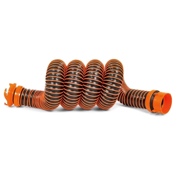 Camco RhinoEXTREME 10 Ft RV Sewer Hose Kit with 4-in-1 Adapter and Storage Caps, Orange