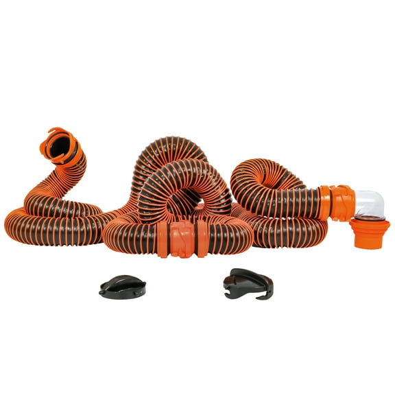 Camco RhinoEXTREME 20' Sewer Hose Kit w/4 In 1 Elbow Caps | Bundle of 2