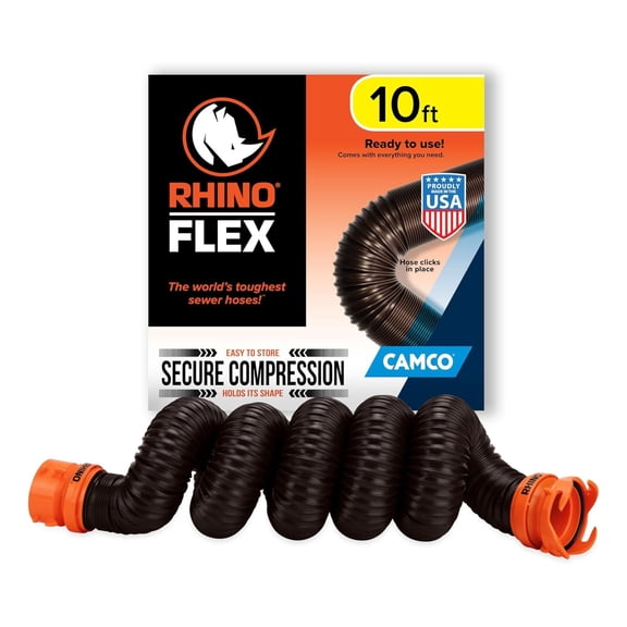 Camco RhinoFLEX 10 Ft RV Sewer Hose Extension with Lug and Bayonet Fitting